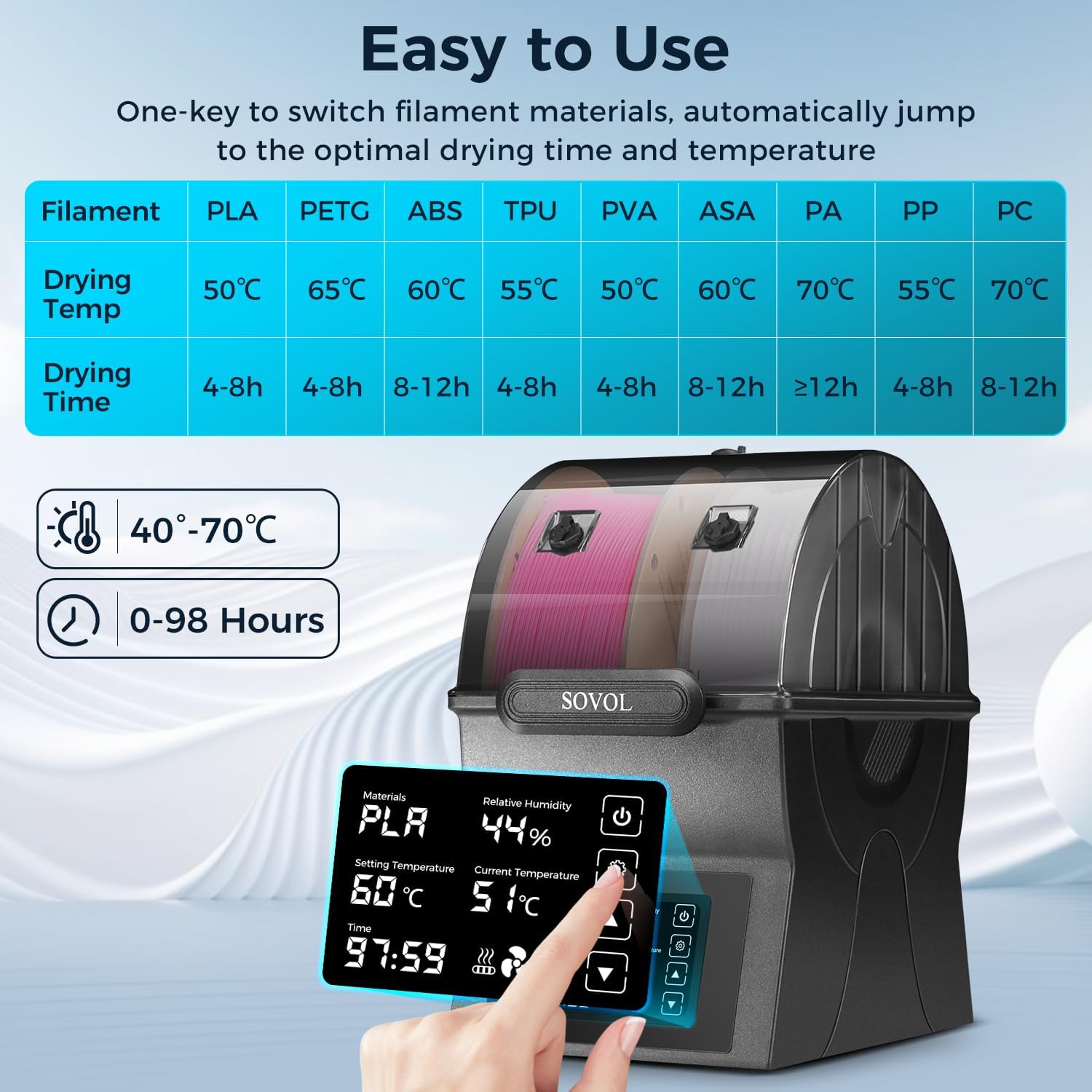 Sovol Filament Dryer SH02 Dry  - Enclosure 3D Printer review and price